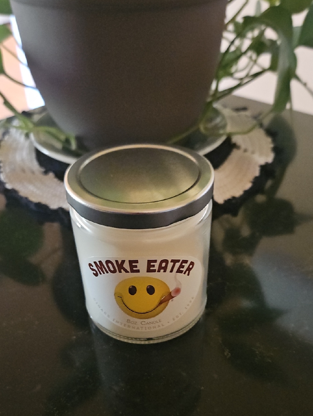 Smoke Eater Scented Candle — White Glass Jar